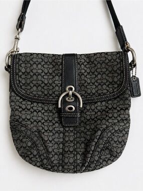 Vintage Coach Soho Mini Signature Swingpack Black Gray Jacquard